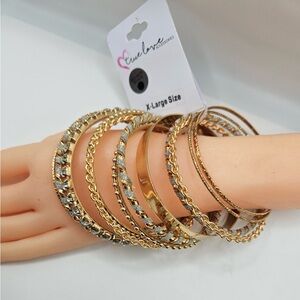 Gold and Silver Rhinestone Bangle Set